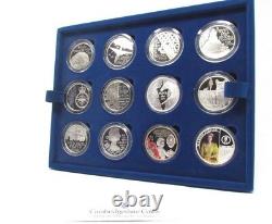 2012 Silver Proof £5 $5 The Queen's Diamond Jubilee 24 Coin Collection Coa CC