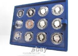 2012 Silver Proof £5 $5 The Queen's Diamond Jubilee 24 Coin Collection Coa CC