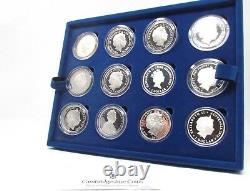 2012 Silver Proof £5 $5 The Queen's Diamond Jubilee 24 Coin Collection Coa CC