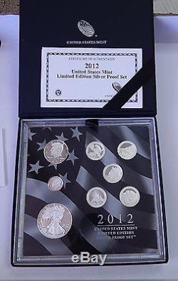 2012 US MINT LIMITED EDITION SILVER PROOF 8-Coin SET OGP COA