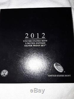 2012 US Mint Limited Edition Silver Proof Set. Box, Slip Cover, COA, Low Mintage