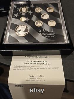 2012 US Mint Limited Edition Silver Proof Set withCOA Light Toning