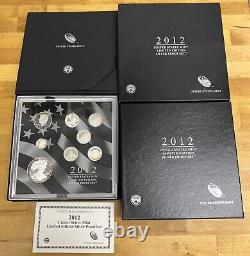 2012 US Mint Limited Edition Silver Proof Set withCOA Light Toning