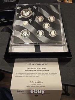 2012 US Mint Limited Edition Silver Proof Set withCOA Light Toning