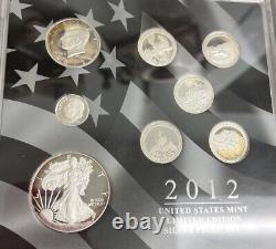 2012 US Mint Limited Edition Silver Proof Set withCOA Light Toning