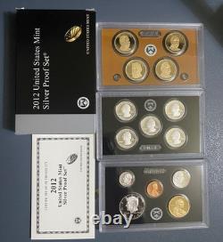 2012 US Mint Silver Proof Set 14 Coins Set (with 7 90% Silver Coins) withBox & COA