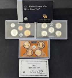 2012 US Mint Silver Proof Set 14 Coins Set (with 7 90% Silver Coins) withBox & COA