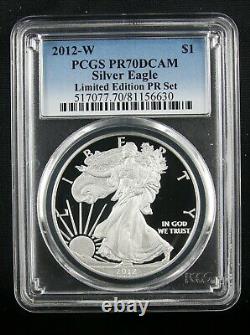 2012 W American Silver Eagle Limited Edition Proof Set Pcgs Pr 70 Dcam