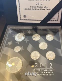2012 W US Mint Limited Edition Silver Proof Set With OGP & COA (Some toning)