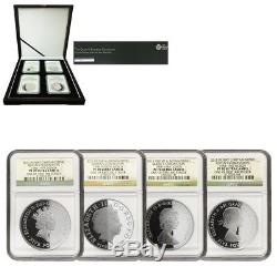 2013 Great Britain 5 Pounds Queens Portrait Proof Silver 4-Coin Set NGC PF 70
