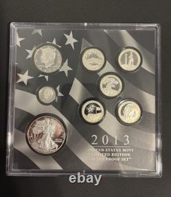 2013 LIMITED EDITION SILVER PROOF SET U. S. MINT, SF W Mints COA And Original Box