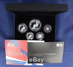 2013 Royal Mint Silver Proof Britannia 5 coin set in Case with COA (Z5/16)