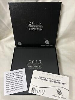 2013 S LIMITED EDITION SILVER PROOF 8 COIN SET MINT, SAN FRANCISCO WithCOA Toning