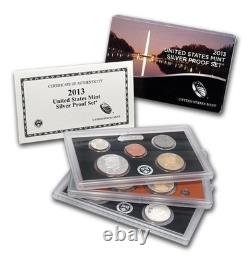 2013-S US Mint Silver Coin Proof Set Original Box and COA. 14 Coins
