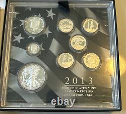 2013 U. S. Mint Limited Edition Silver Proof Set 8 Coins With Box & COA