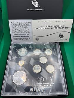 2013 United States Limited Edition Silver Proof Set With Box And Coa