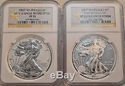 2013 W $1 American Silver Eagle West Point 2 Coin Set NGC PF70 Reverse PROOF 1oz