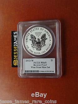 2013 W Reverse Proof Silver Eagle Pcgs Pr69 Mercanti From West Point Set