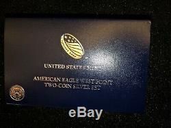 2013 W Reverse Proof Enhanced Silver Eagle 2 Coin West Point Set With Box/coa