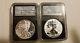 2013-w Silver Eagle Set Of 2 Reverse Proof & Enhanced Sp70 Early Release