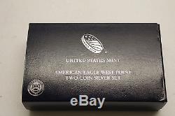 2013 West Point American Silver Eagle Proof 2 Coin Set S40 W Mint Mark, Coa