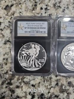 2013 West Point Silver Eagle 2 Coin Proof Set NGC PF70 Reverse / SP70 Enhanced