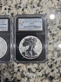 2013 West Point Silver Eagle 2 Coin Proof Set NGC PF70 Reverse / SP70 Enhanced