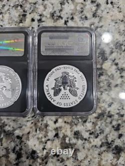 2013 West Point Silver Eagle 2 Coin Proof Set NGC PF70 Reverse / SP70 Enhanced