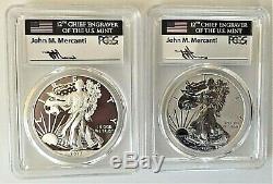 2013-w Enhanced/reverse Proof Silver Eagle 2-coin Set-pcgs Sp70/pr70-mercanti