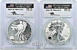 2013-w Enhanced/reverse Proof Silver Eagle 2-coin Set-pcgs Sp70/pr70-mercanti