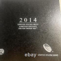 2014 Limited Edition SILVER US Mint PROOF SET with OGP (box, case & COA)
