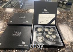 2014 Limited Edition Silver Proof Set 8 Coin Box & COA Slight Toning