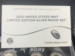 2014 Limited Edition Silver Proof Set 8 Coin Box & COA Slight Toning