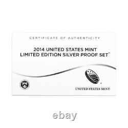 2014 Limited Edition Silver Proof Set Black Box & COA 7 Coins and Silver Eagle