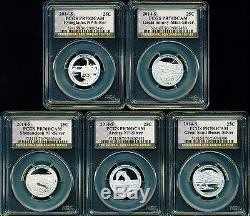 2014 S Proof Silver National Parks Quarter 5 Coin Set Pcgs Pr70 Dcam Atb Label