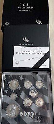 2014-S US Mint Limited Edition Silver Proof Set 8 Coins with Box COA