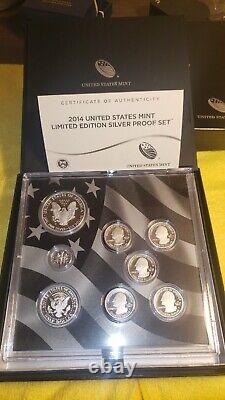 2014 US Mint LIMITED EDITION SILVER PROOF SET 8 coin set