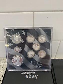 2014 US Mint Limited Edition Silver Proof Set 8 Coins with Box COA and Sleeve