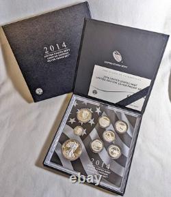 2014 U. S. Mint Limited Edition Silver Proof Set Box Slip Cover COA STOCK