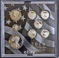 2014 U. S. Mint Limited Edition Silver Proof Set Box Slip Cover COA STOCK