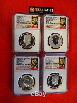 2014 W Reverse Proof Silver Kennedy 4 Coin Ngc Pf70 Sp70 50th Ann Set S D P
