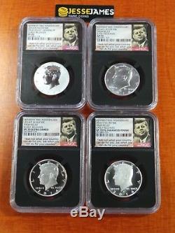2014 W Reverse Proof Silver Kennedy 4 Coin Ngc Pf70 Sp70 Pl 50th Ann Set S D P