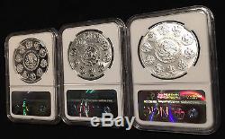 2015 Mexico 3-Coin Set Silver Libertad Onza Proof PF70 Reverse PL70 MS70 NGC