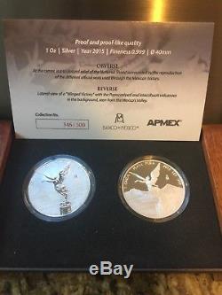2015 Mexico Libertad Silver Proof & Reverse Proof Set Only #346/500 Minted
