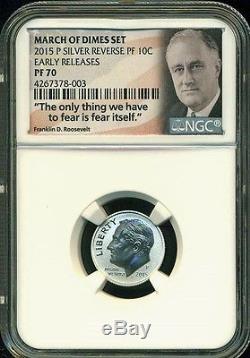 2015 P SILVER ROOSEVELT REVERSE PROOF DIME NGC PF70 ER FROM MARCH OF DIMES SET