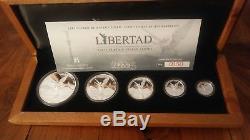 2015 Silver Libertad 5 coin Proof set. With COA