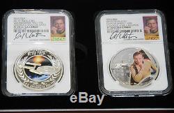 2015 Star Trek Proof Silver 2 Coin Set Signed By William Shatner NGC PF70UC ER