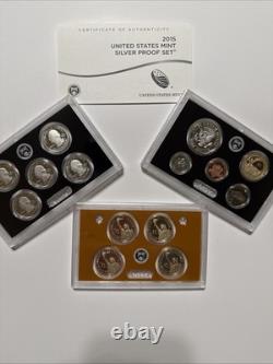2015 US Mint Silver Proof Set 14 Piece OGP with COA In Original Box 2015 US Mint Silver Proof Set 14 Piece OGP with COA In Original Box