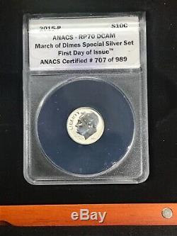 2015-W March of Dimes Special Silver Set Proof Anacs PR70 DCAM First Day Issue