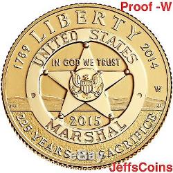 2015 W P S US Marshal Service Gold Silver Proof $5 Dollar $1 Half 3 Coin Set SR7